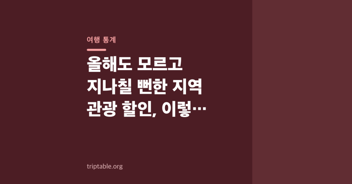 올해도 모르고 지나칠 뻔한 지역 관광 할인, 이렇게 찾으세요
