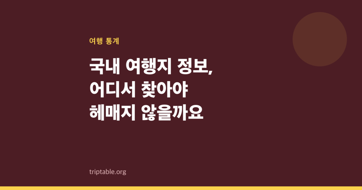 국내 여행지 정보, 어디서 찾아야 헤매지 않을까요